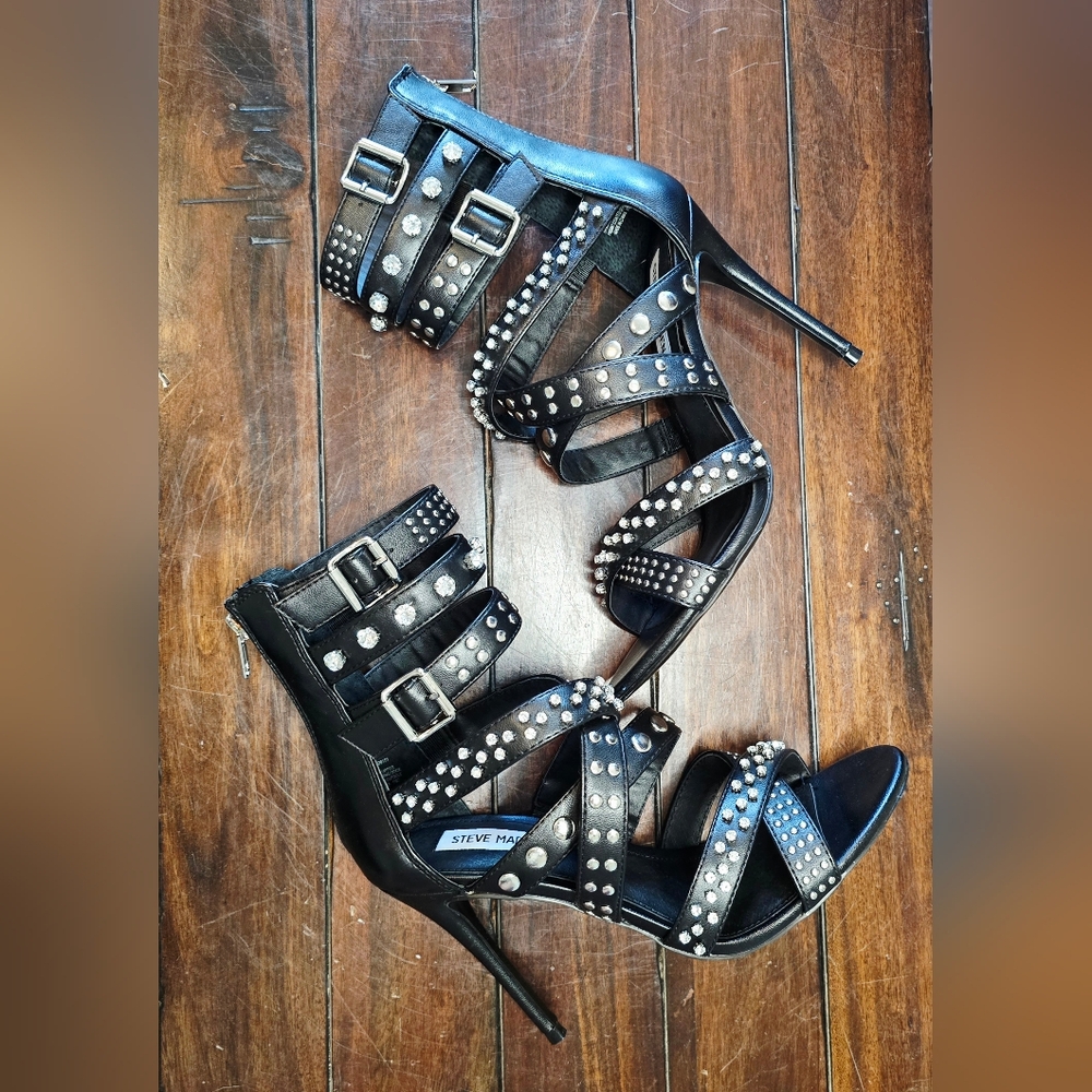 Steve Madden Black Heels with Studded Detailing